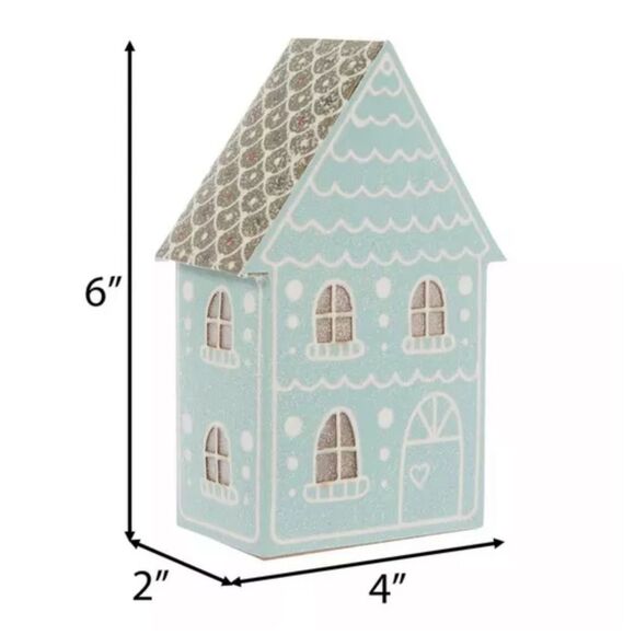 A set of 4 pinks,blue, green Light Up Gingerbread House - Picture 7 of 9